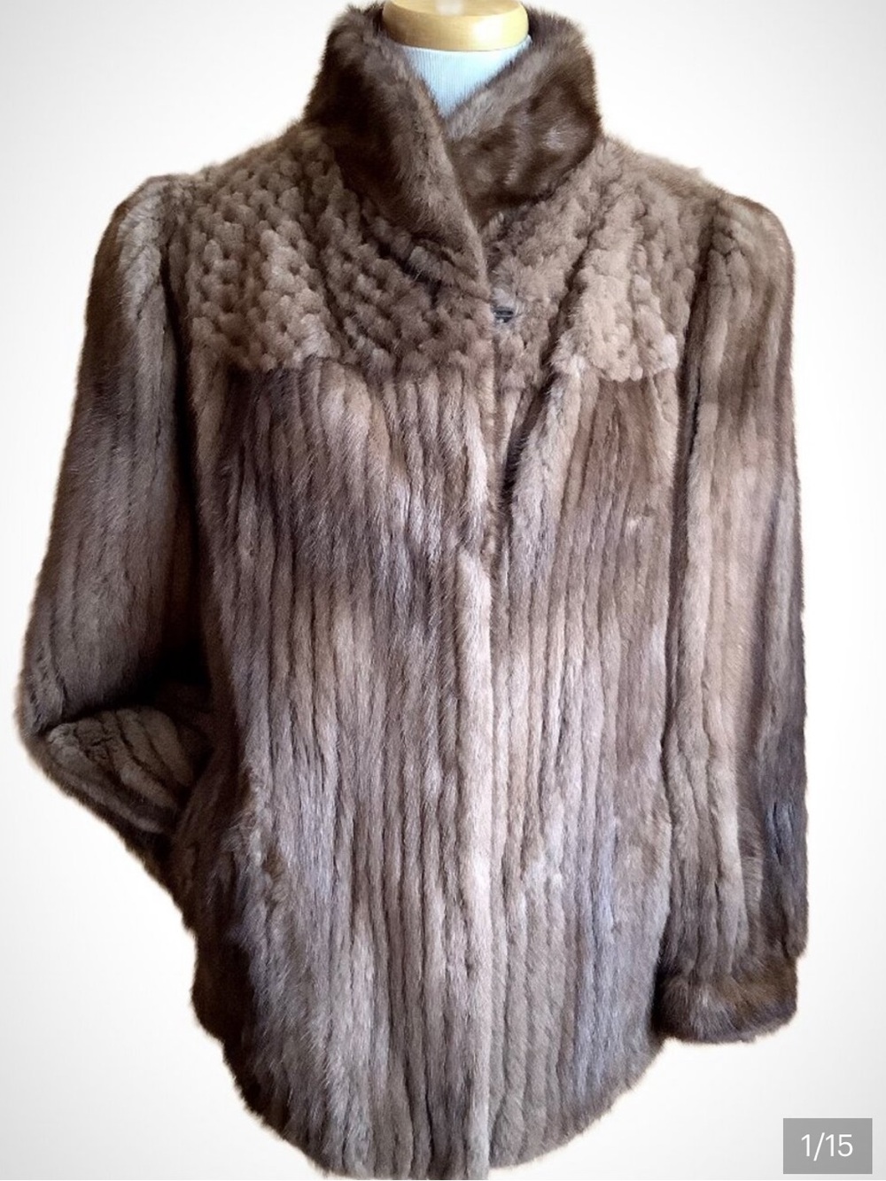 Vintage genuine, sheared, beaver car coat, walking jacket, gray, small, medium